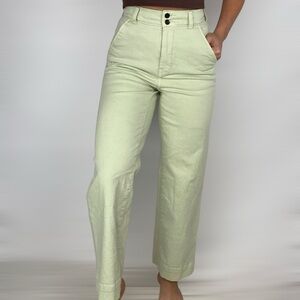 EVERLANE Organic Cotton Wide Leg Straight Jean High Rise in Seafoam Green